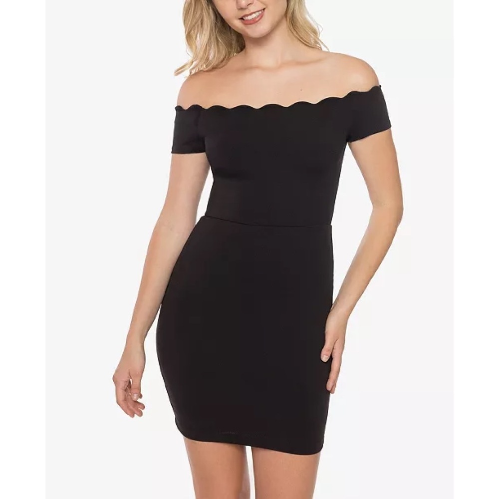 B Darlin Off-The-Shoulder Scalloped Bodycon Dress